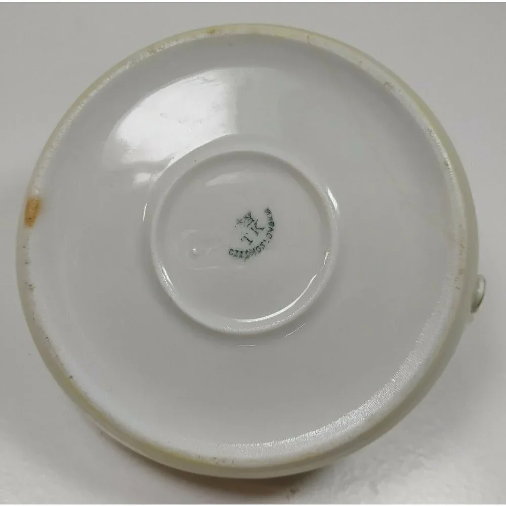 Vintage TK Thun Orange Flowers Porcelain Gold Rim Czechoslovakia Creamer